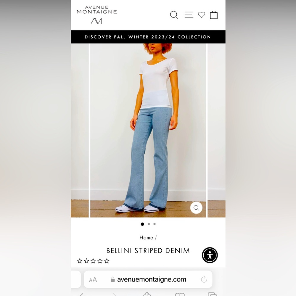 Avenue Montaigne pinstriped bell bottom jeans